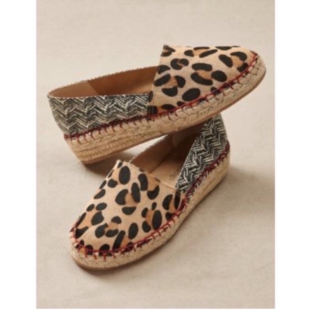 Soft Surroundings Leopard Calf Hair Espadrille Shoes 11